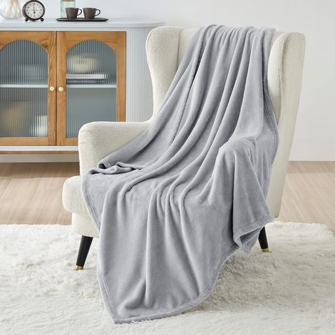 Plaid Polaire Couverture Canapé - 130 x 150 cm, Gris Clair (1/5)