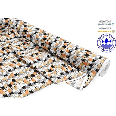 TISSUS DÉCORATIFS D'EXTÉRIEUR OXFORD - Motif chatons alignés I DR068 (1/5)
