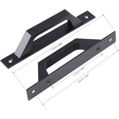 HONORNIC - (Noir)Poignée de porte droite en Aluminium,Poignée pour portes coulissantes ou partes battantes,198 x 25 x 40 mm,Poignée droite (1/4)