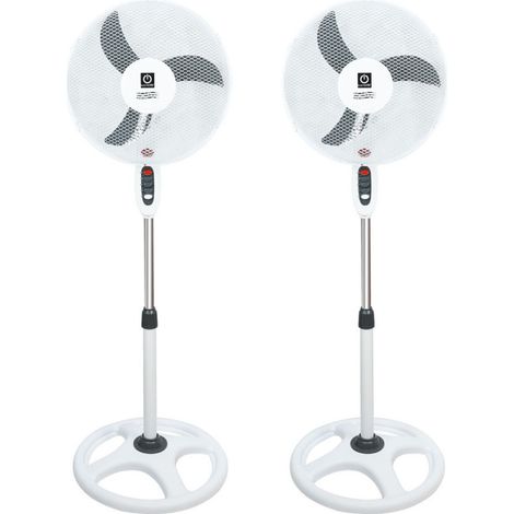 Ventilateur sur pied 40 cm  Lot de 2 ventilateurs avec tête oscillante à 3 vitesses  Hauteur réglable jusqu'à 1,3 m  Puissanc (1/5)