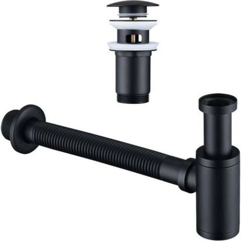 Sink trap with drain, universal brass trap with sink plug and cleaning hole (1/5)