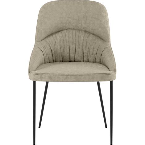 Sedia Ginevra Moderna Imbottita in Tessuto Easy-Clean Beige con Struttura in Metallo Verniciato Nero - Design Minimalista Elegante (1/5)