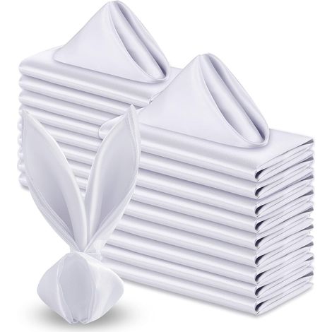 30 stuks - Servetten - Hoge Kwaliteit Satijnen Servetten - 43X43CM - Luxe polyesterstof Hotel -  Servetdecoratie - Restaurant - Vierkante Tafellinnen - Wit (1/5)