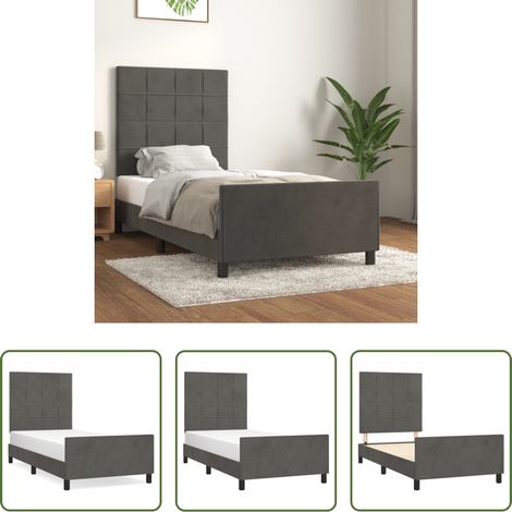 Kopfteil - Bettgestell ohne Matratze Dunkelgrau 90x200 cm Samt (1/5)