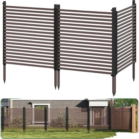 Panneaux de clôture en privacy, installation facile, résistant aux intempéries, Marron (1/2)