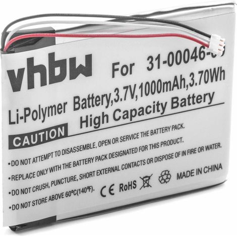 vhbw Batterie compatible avec Garmin Dash Cam 20 appareil photo, reflex numérique (1000mAh, 3,7V, Li-polymère)
