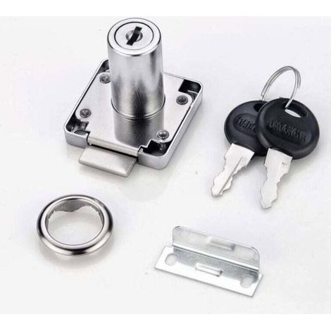 Cerradura para cajón – Aleación de zinc – Color plata – Incluye 2 llaves – Diseño sencillo (1/4)