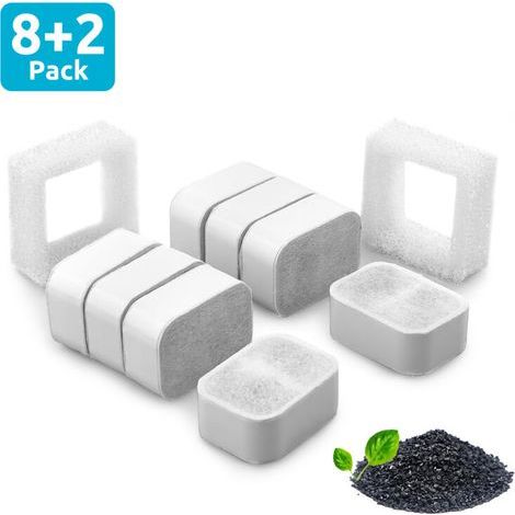 Filtres de Rechange pour Fontaine IPETTIE Tritone et Fiumi - Lot de 8 Filtres à Charbon + 2 Filtres en Mousse, Compatible Fontaine à Eau pour Animaux (1/4)