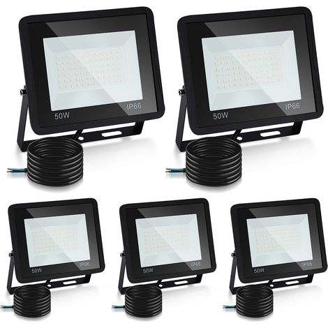 Randaco 50W 5x LED Fluter LED Strahler Wasserdicht Flutlicht Außenstrahler Outdoor-Sicherheitsleuchte für Garten Garage Warmweiß
