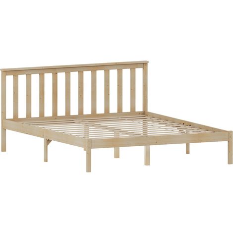 Milan 5ft King Size Solid Pine Wood Bed Frame, Low Foot End, 150 x 200 cm, Pine
