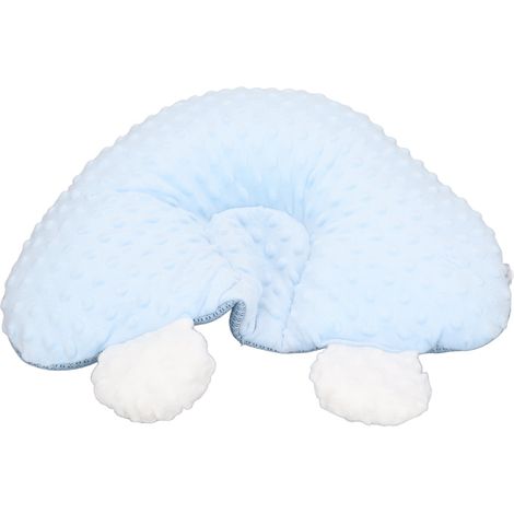 Oreiller de modelage de tête pour bébé, doux et confortable, pour le sommeil des tout-petits, idéal pour les sièges auto, les nourrissons et les nouveau-nés (bleu). (1/5)