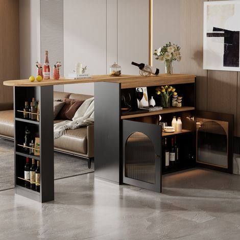 Tisch Esstisch ausziehbar Stauraum 138 193 cm Schwarz HAVRYA (1/5)