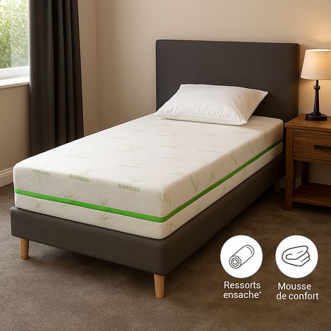 Matelas Bambou 90x200 Ressorts & Confort