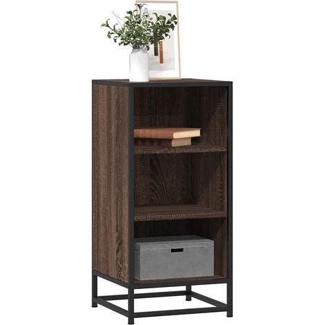 Sideboard Braun Eichen-Optik 35,5x35x76 cm Holzwerkstoff Metall