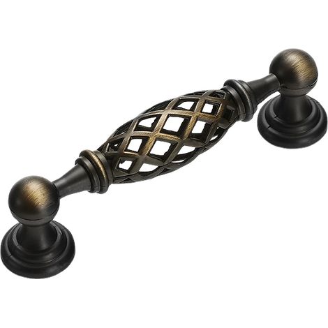 Set aus zwei Vintage-Möbelgriffen in VogelkäfigformGeeignet für Schränke und Türen. Mittenabstand96mm. (1/5)