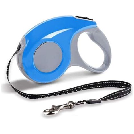 QORVA-Laisse extensible pour chien, corde télescopique, convient aux chiens de petite et moyenne taille, 5 m, poids maximum 15 kg (bleu) (1/4)