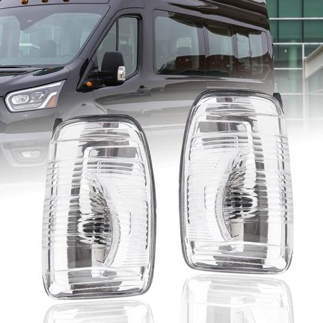 Luz indicadora de espejo lateral compatible con Ford Transit 150 250 350 350HD 2015 2016 2017 2018 2019 2020 2021 (izquierda y derecha) Luces intermitentes de espejo lateral Cubierta de lente de lámpa (1/5)