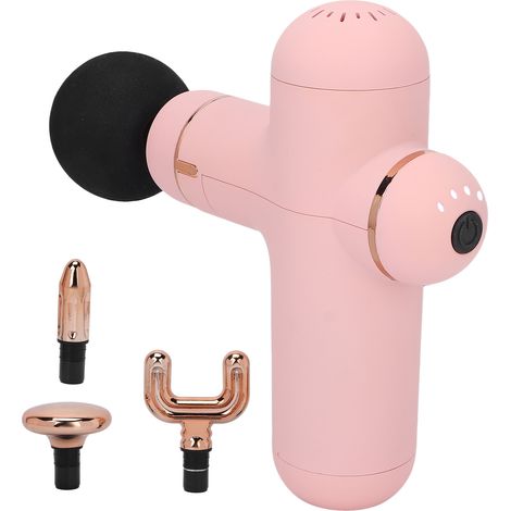 Pistolet de massage rechargeable pour soulager les douleurs et les courbatures, masseur musculaire électrique à vibrations profondes (rose) (1/5)