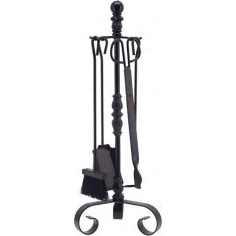 Serviteur/Garniture de cheminée ensembles d'outils pince à feu pelle brosse en fer forgé coloris Noir - Hauteur 72cm