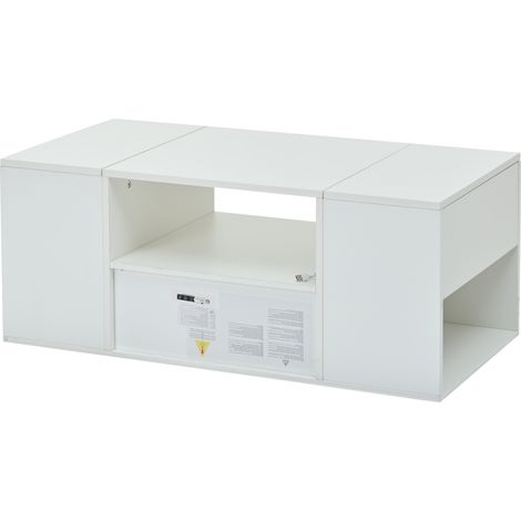 Mesa de centro blanca 100 x 46,5 x 40 cm con LED y almacenamiento (1/5)