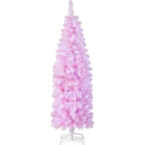 Albero di Natale artificiale pre-illuminato con luci LED base pieghevole in metallo 180cm (1/3)