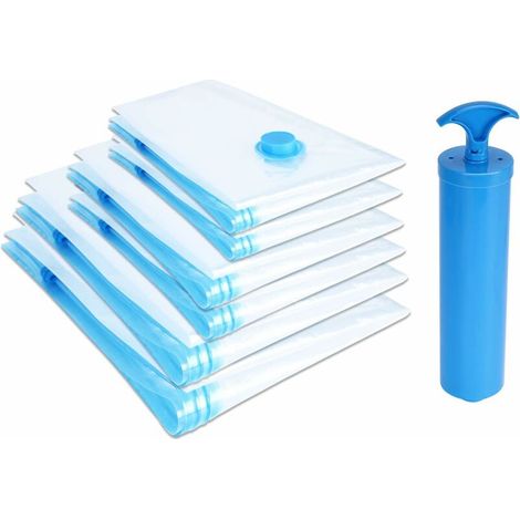 royaluxe -Sacs de Rangement sous Vide Avec Pompe Manuelle 6 Packs 2L 100x80 + 2M 80x60 + 2S 70 x 50 cm (1/5)