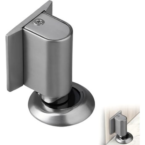 Butée de porte magnétique pour utilisation au sol (Nouveauté ) - Butée de porte magnétique avec ruban adhésif et vis, amortisseur de porte auto-adhésif, protection murale, support de porte pour chambr (1/5)