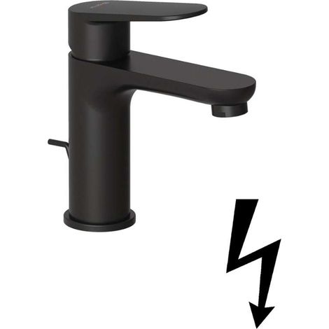 KLUDI-X1 Monomando de lavabo 100 baja presión - con desagüe negro mate, 322763975 (1/5)