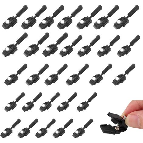 30 pièces de réparation fermeture éclair universelle, kit réglable avec 3 tailles de curseur, pour vêtements, valises et sacs à dos (1/5)
