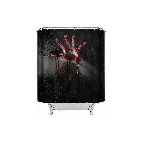 Rideau de douche, rideau de douche d'Halloween, rideau de douche de salle de bain d'Halloween avec crochets 180 cm x 180 cm, décoration d'Halloween, séparation de salle de bain imperméable (1/4)