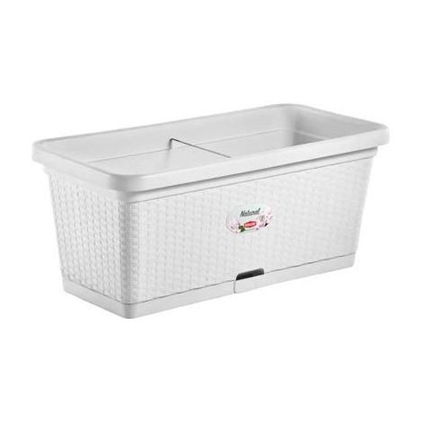 CASSETTA + RISERVA + RUOTE NATURAL STEFANPLAST  PP RATTAN BIANCO CM 80X40 H.CM 34
