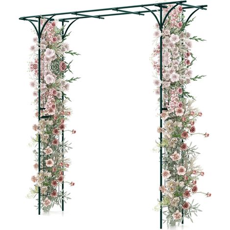 GOPLUS Arche de Jardin en Fer Forgé 205 cm, Treillis pour Diverses Plantes Grimpantes, Arche de Décoration Intérieure et Extérieure pour Cérémonie, Mariage, Jardin, 205 x 52 x 205 cm (1/5)