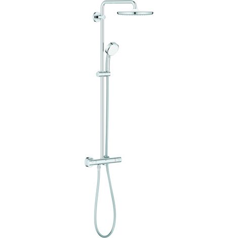 Grohe – Colonne de douche thermostatique Tempesta Cosmopolitan System 250 – mitigeur thermostatique – douche de tête ronde 1 jet – flexible 1.70m