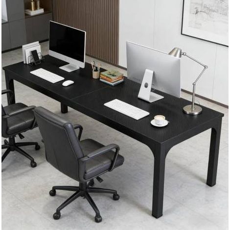 Mesa de comedor 200x70x75 cm negra de madera y metal para 6-8 personas, estilo industrial (1/5)