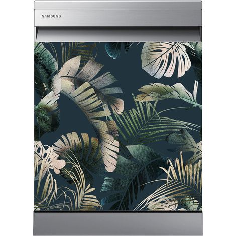 Stickers Lave vaisselle - Feuilles tropicales - 60x60 cm - Adhésif BRILLANT (1/2)