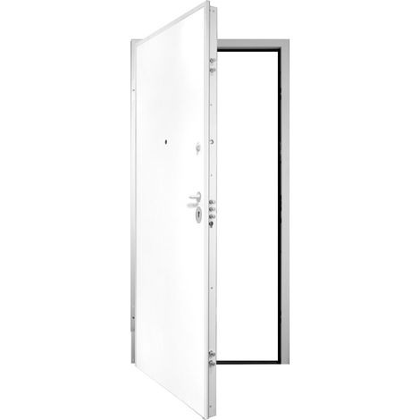 Porta Blindata Pannelli e Telaio Bianco da Interno per Ingresso con Cilindro EU (1/2)