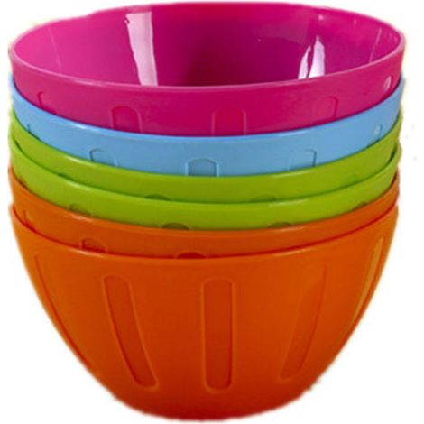 Pack de 6 bols en plastique réutilisables pour salade, fruits, snacks. (1/4)