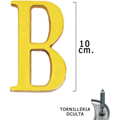 Letra Latón "B" 10 cm. con Tornilleria Oculta (Blister 1 Pieza)