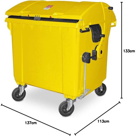 BRB 1100 Liter Großmüllbehälter/Müllcontainer nach EN 840, MGB (Gelb) (1/2)