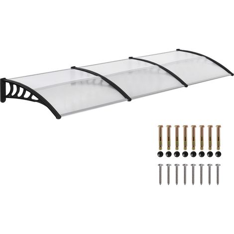 Store Extérieur pour Portes et fenêtres 303 x 96 cm, toit de protection transparent en polycarbonate