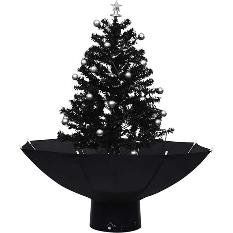 vidaXL Snowing Christmas Tree with Umbrella Base Black 75 cm PVC