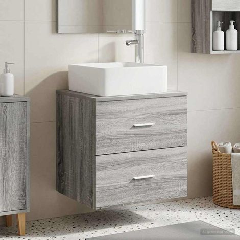 Vanidad con Lavabo de Pared  gris 53 x 34,5 x 63 cm