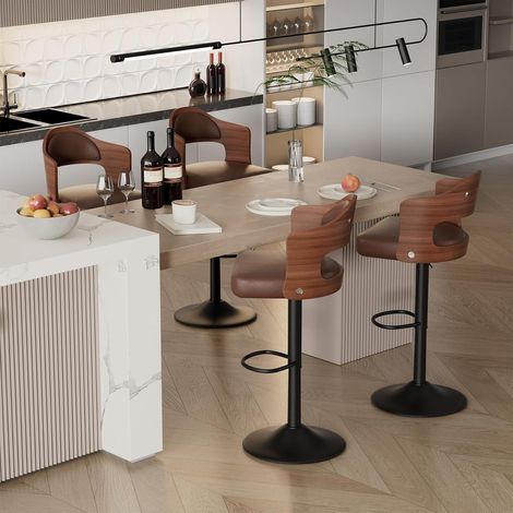 Barhocker 360GradDrehstuhl Barstuhl Tresenhocker 4er Set Braun (1/5)