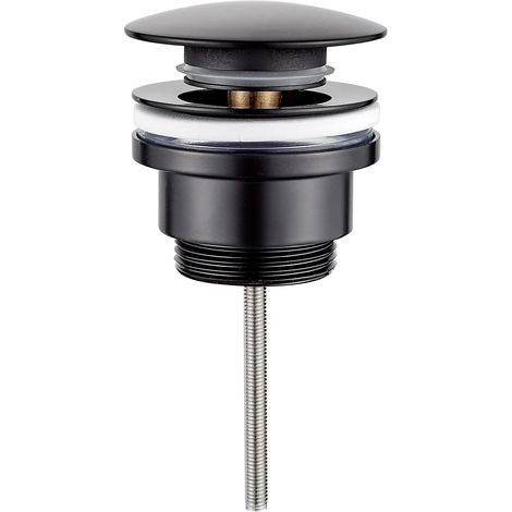 M20509B - Bonde de lavabo universelle 1/4'' avec/sans trop-plein, bonde de lavabo à vidage automatique, noir (1/4)