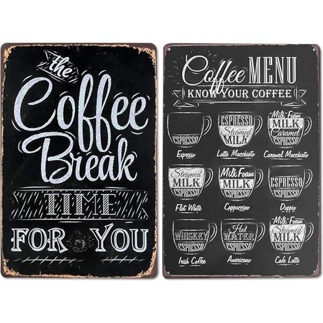 Plaque Vintage Café, 30x20cm, de Pub/Bar en métal - décoration murale, Idée de Cadeau pour Les Amateurs de dîner, Déco Design Retro (1/5)