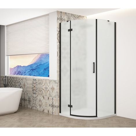 Paroi de douche quadrant TRINITY BLACK 900x900mm, verre mat, gauche (1/4)
