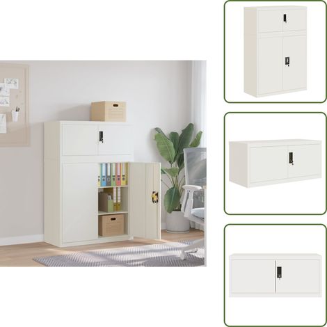 Classeur blanc 90x40x130 cm acier - Meuble De Rangement - Classeur - Armoire De Classement - Meuble De Bureau - Organisation (1/5)