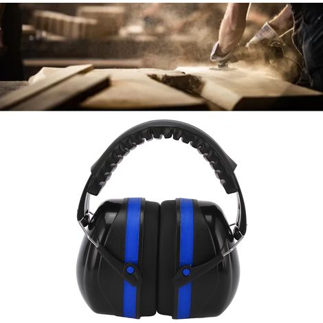 Casque antibruit industriel amélioré, casque à réduction de bruit, adapté au tournage, au sommeil, à l'apprentissage, au fonctionnement silencieux et à la protection (noir et bleu). (1/5)