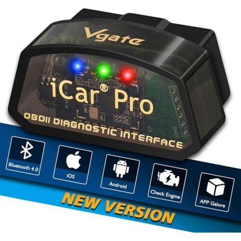 OBD2/OBD-II-Fehlercode-Lesegerät mit Bluetooth 4.0 (BLE) und ELM327-Adapter – Motorwarnleuchten-Diagnose für Autos, Pickups und leichte Fahrzeuge – Kompatibel mit Android- und iOS-Apps