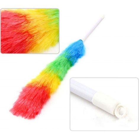 TrAdE Shop Traesio - Set 2pz Spolverino Colorato Piumino 65cm Elettrostatico Cattura Polvere Pulizia Casa -